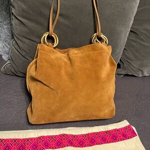 Tory Burch Farrah tote in chestnut suede with original dust bag
